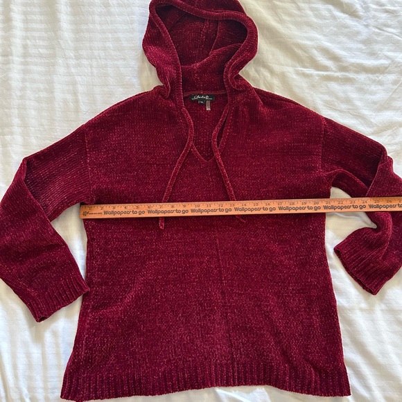 Burgundy Chenille Pull-over Sweater Top - Picture 5 of 7